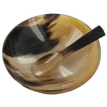 Recycled buffalo horn bowl with spoon